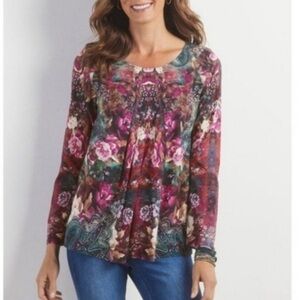 Soft Surroundings’Elevadas Top’ floral multi color size L